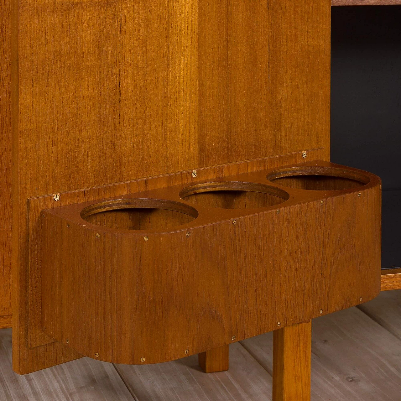Freestanding teak wall unit, 1970s 11