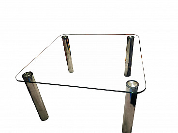 Tavolo Marcuso di Marco Zanuso in acciaio e cristallo, anni '70