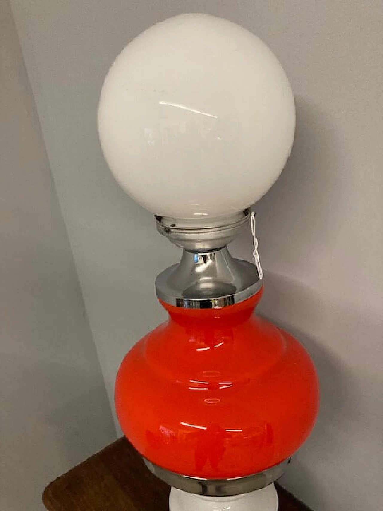 Lampada in vetro di Murano bianco e rosso, anni '60 8