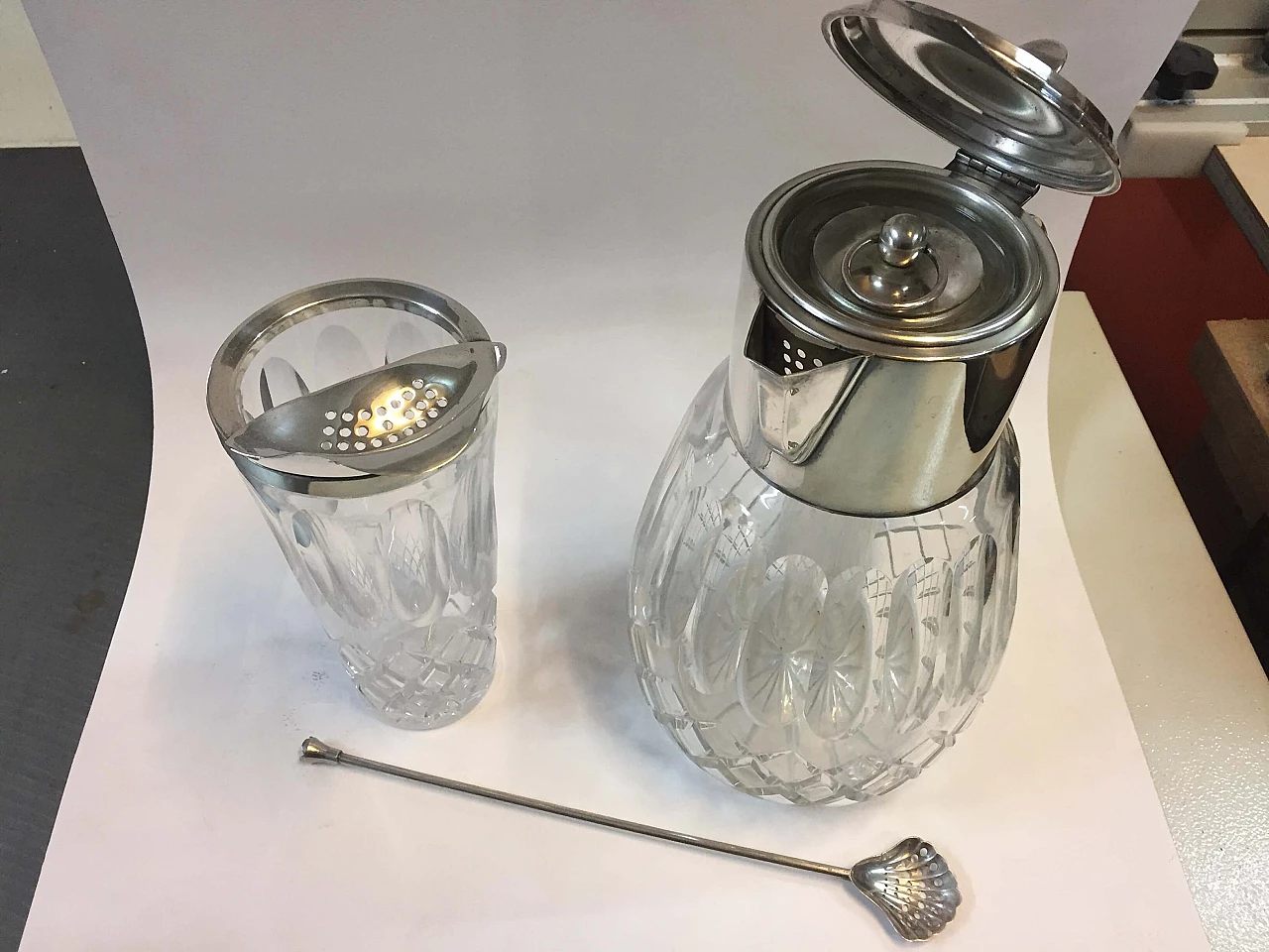 Glass and nickel silver cocktail service, 1960s 2