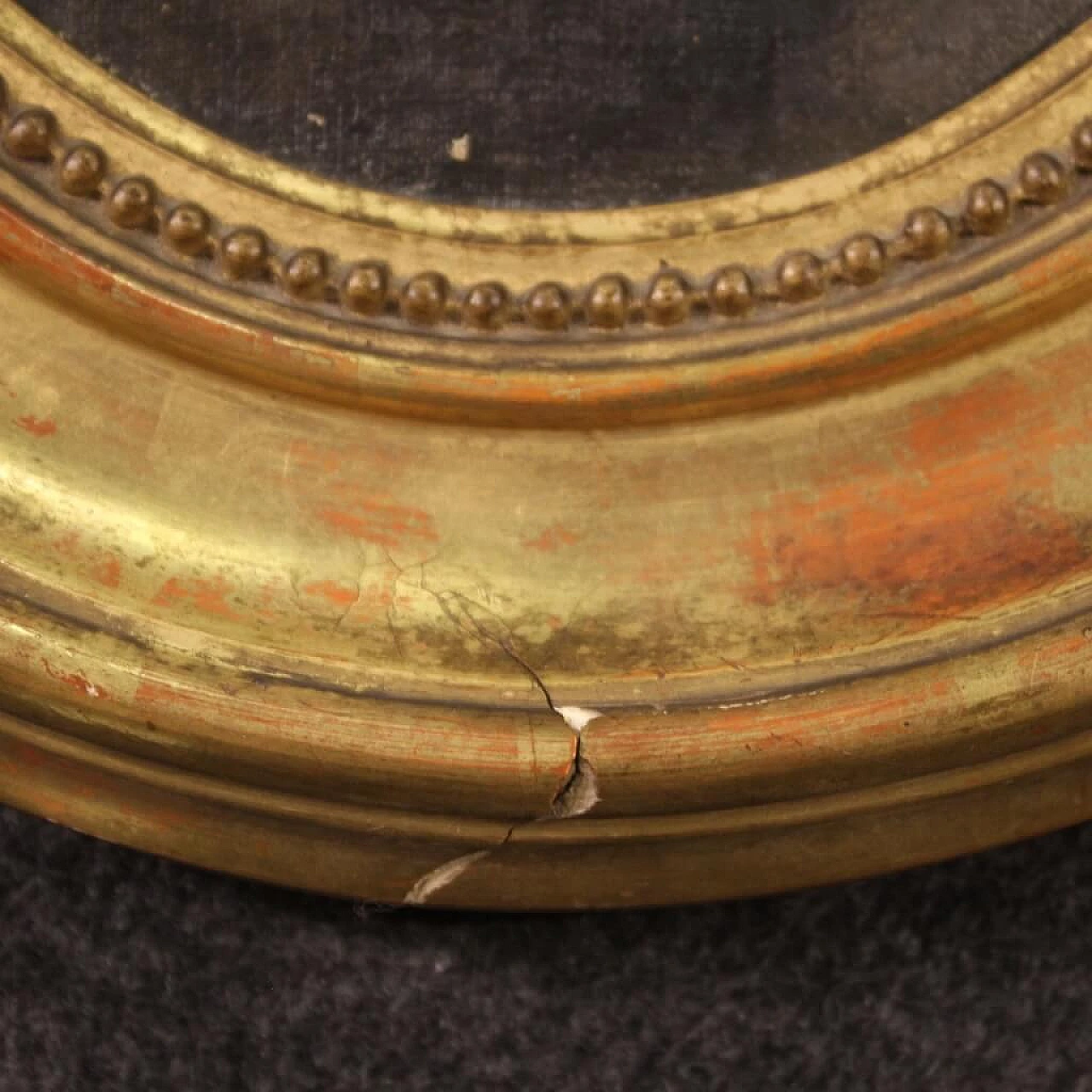 Oil on canvas of young woman with wooden frame, 19th century 10