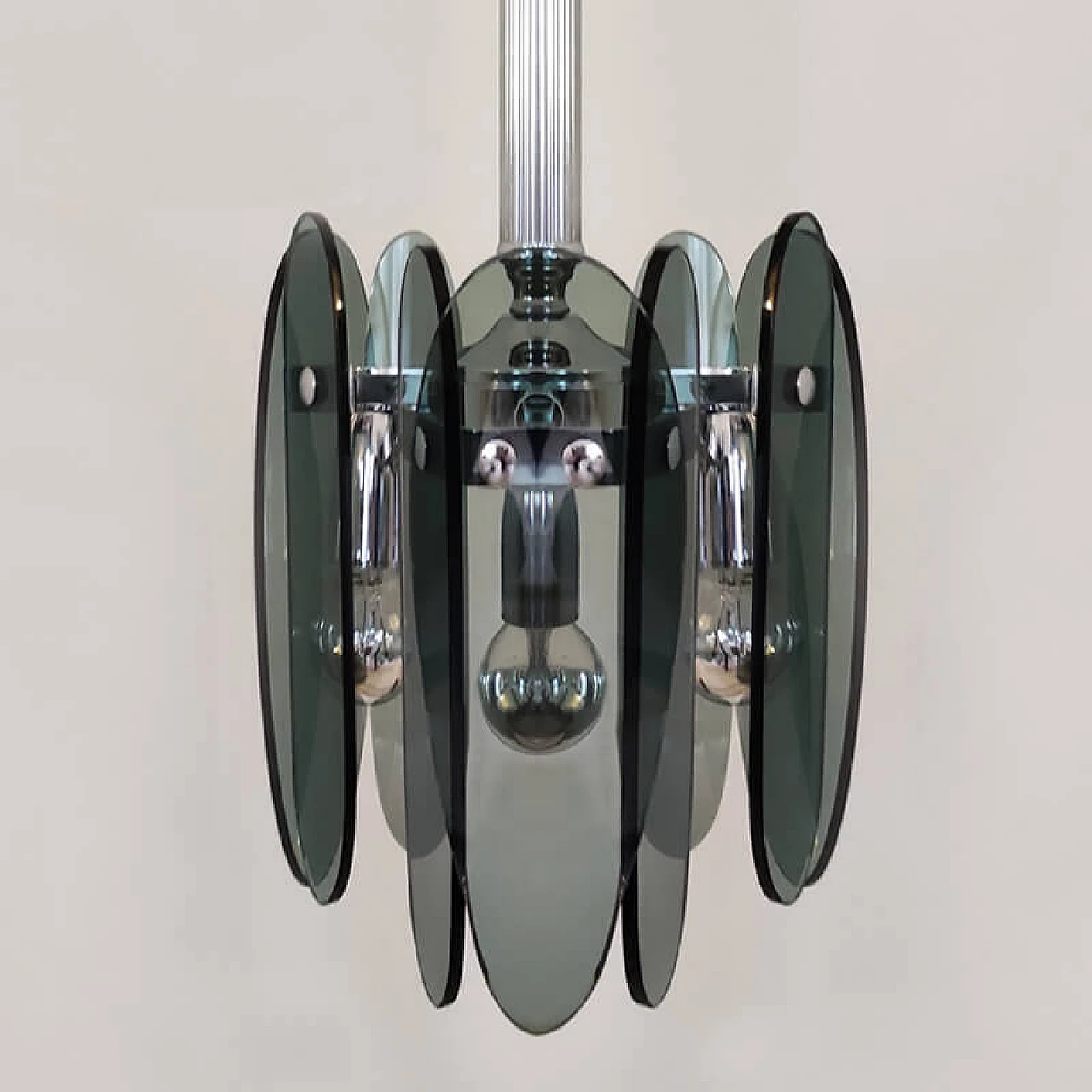 Veca chandelier in smoked Murano glass, 1970s 1