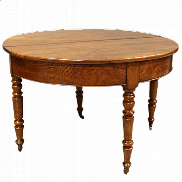 Half-moon console table in walnut wood, Luigi Filippo, mid-19th