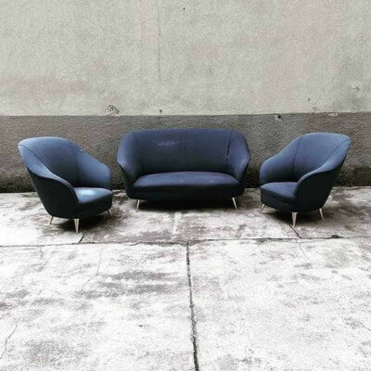 Pair of armchairs and sofa by Isa Bergamo, 1950s 1