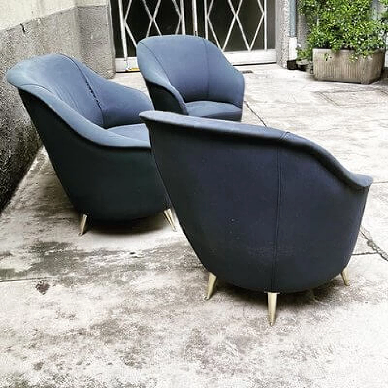 Pair of armchairs and sofa by Isa Bergamo, 1950s 5
