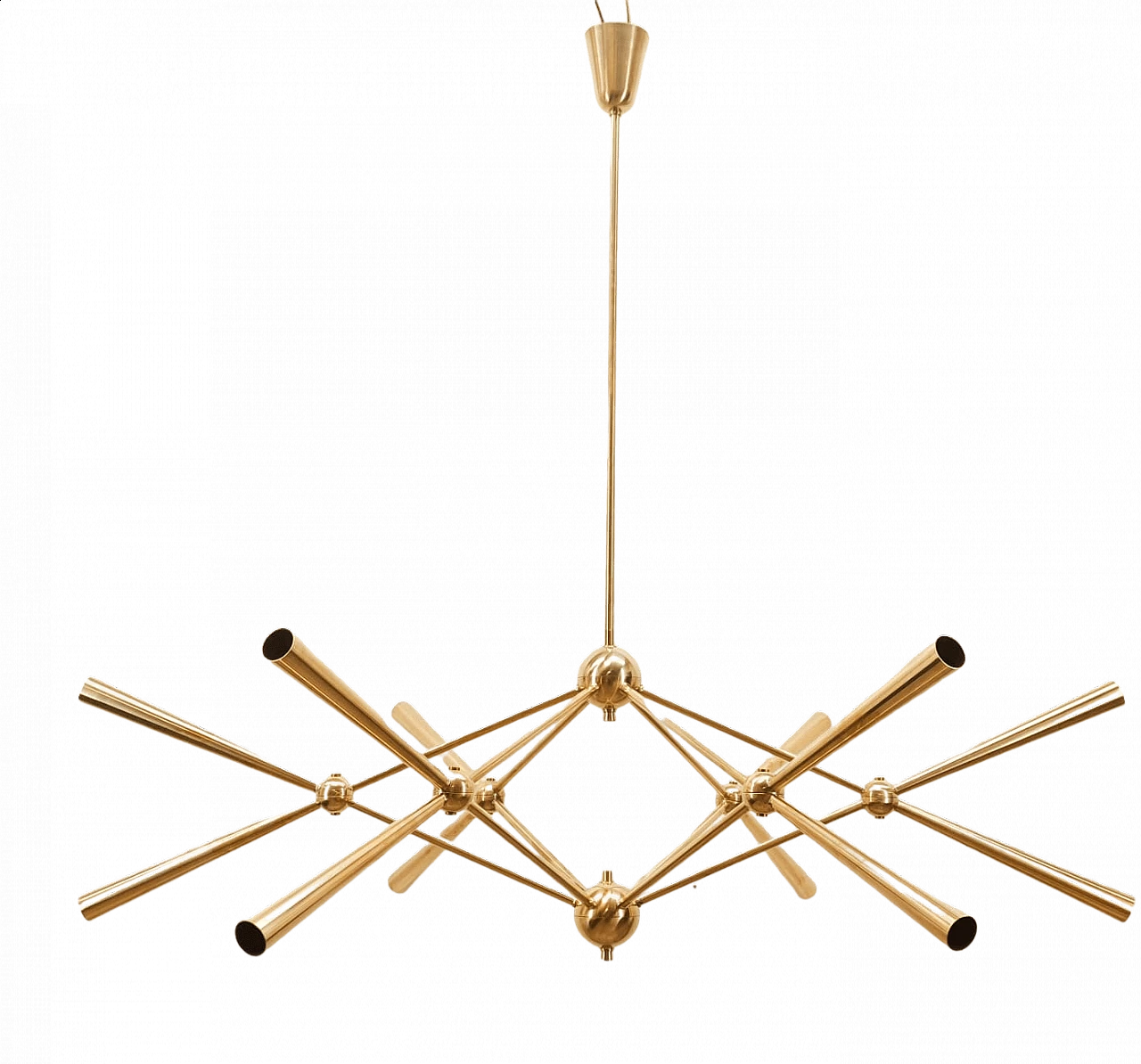 Sputnik 12-light brass chandelier, 1970s 6