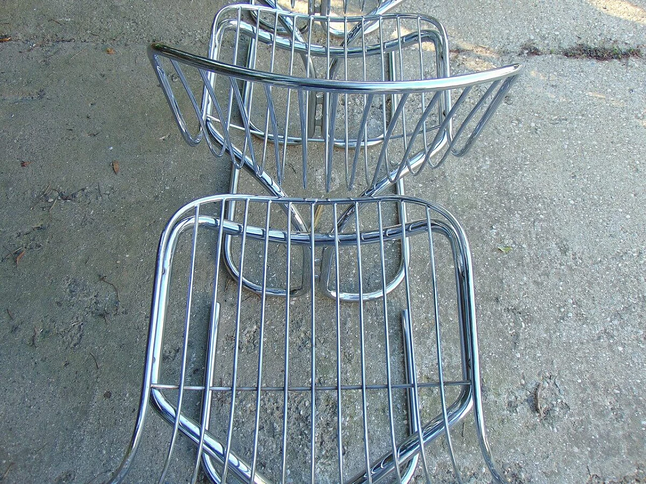 4 Chrome-plated tubular chairs by Gastone Rinaldi, 1960s 4