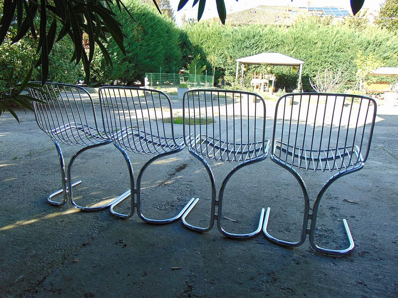 4 Chrome-plated tubular chairs by Gastone Rinaldi, 1960s 6