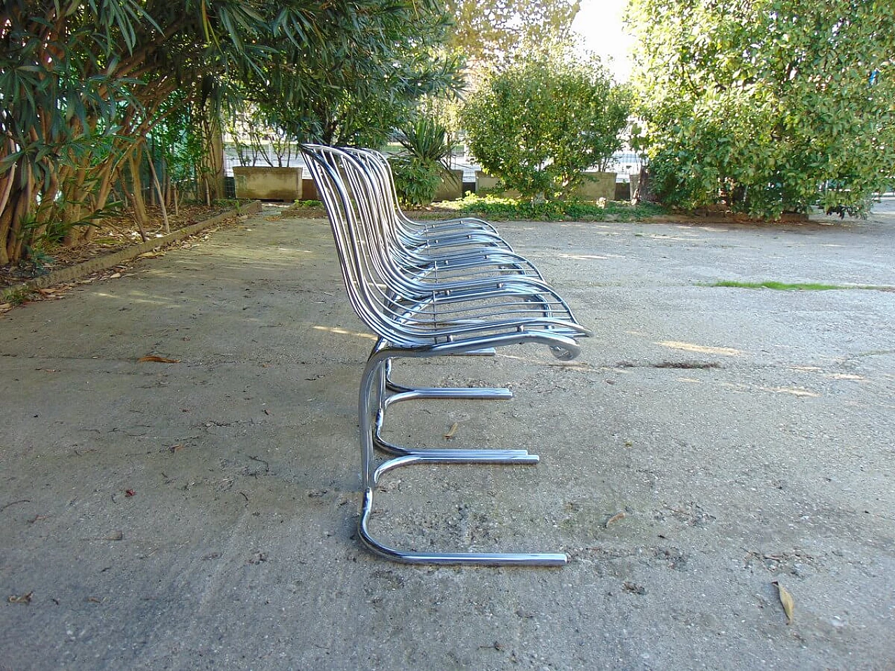 4 Chrome-plated tubular chairs by Gastone Rinaldi, 1960s 7