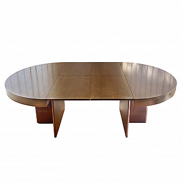 Fiorenza walnut extensible round table by Tito Agnoli for Molteni, 1970s