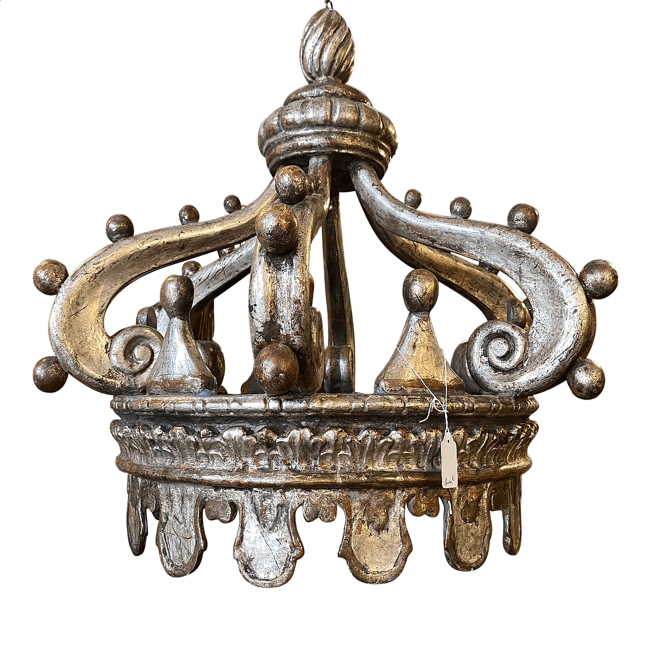 Silver-plated wooden crown for canopy bed, 19th century 3