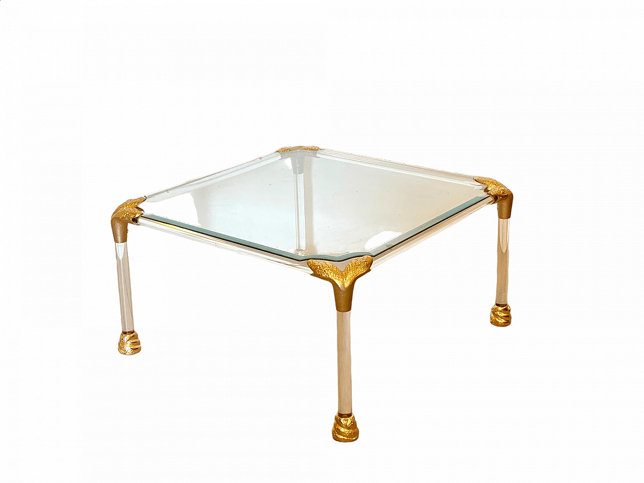 Brass and plexiglass coffee table, 1980s 11