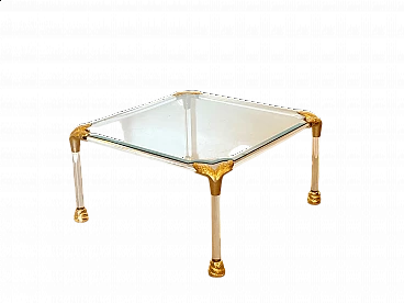 Brass and plexiglass coffee table, 1980s