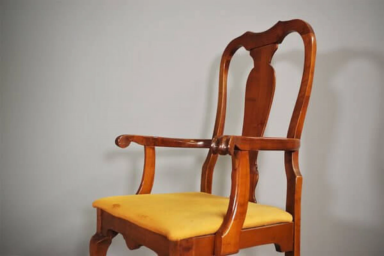 Queen Anne style armchair in mahogany and leather, 1970s 7