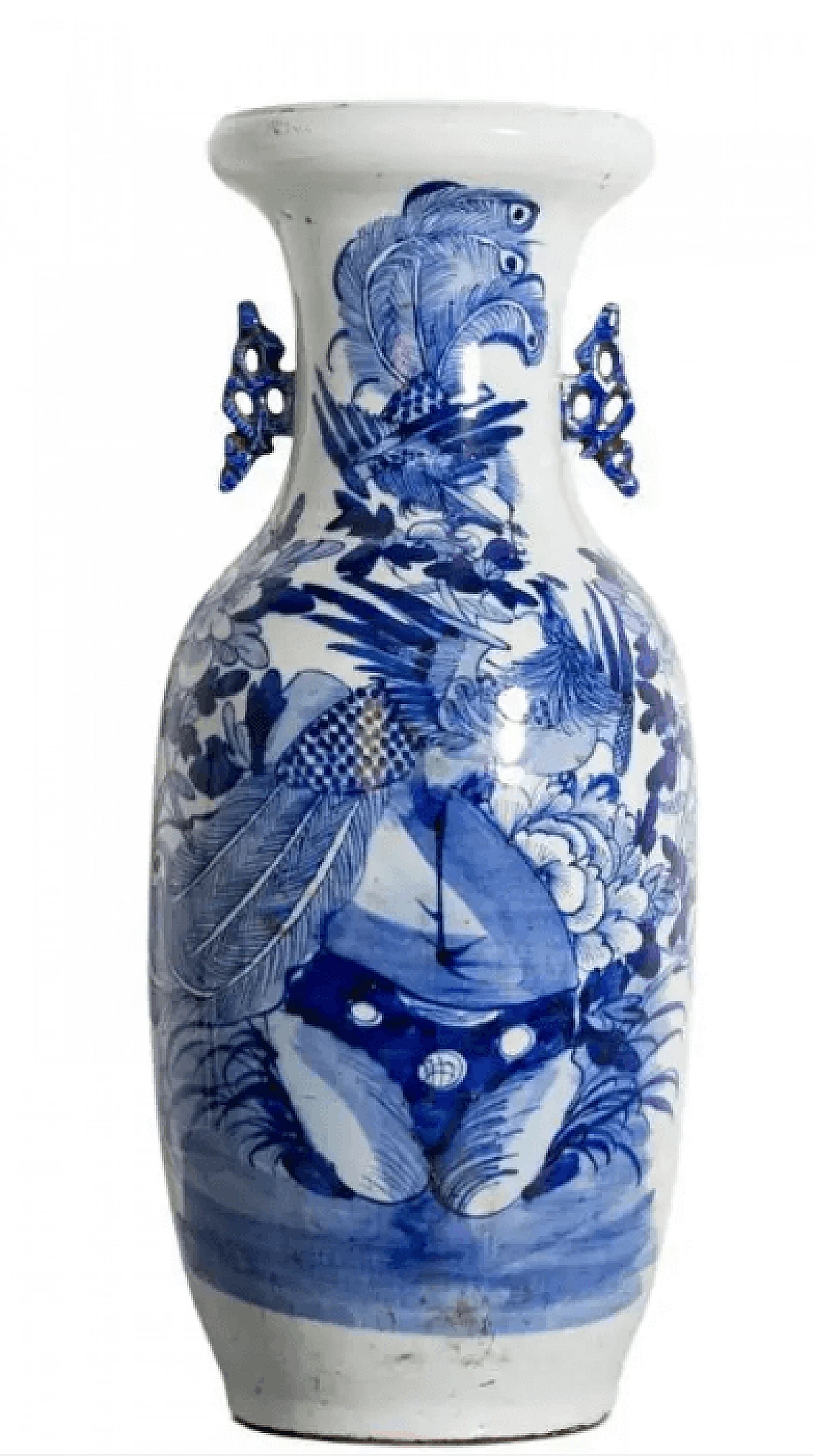 Vaso cinese in porcellana bianco e blu, '800 1