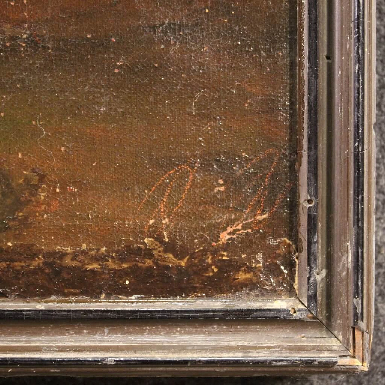 Oil on canvas depicting encampment with soldiers and horses, 19th century 5