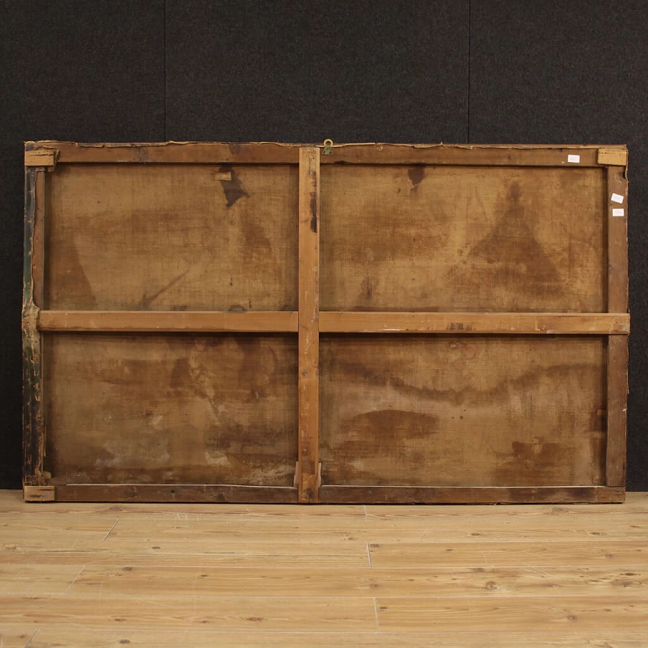 Oil on canvas depicting encampment with soldiers and horses, 19th century 11