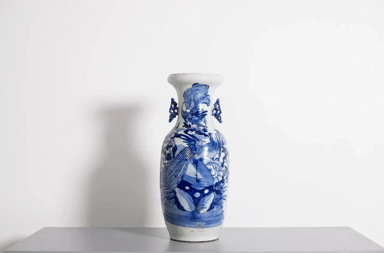Vaso cinese in porcellana bianco e blu, '800 3