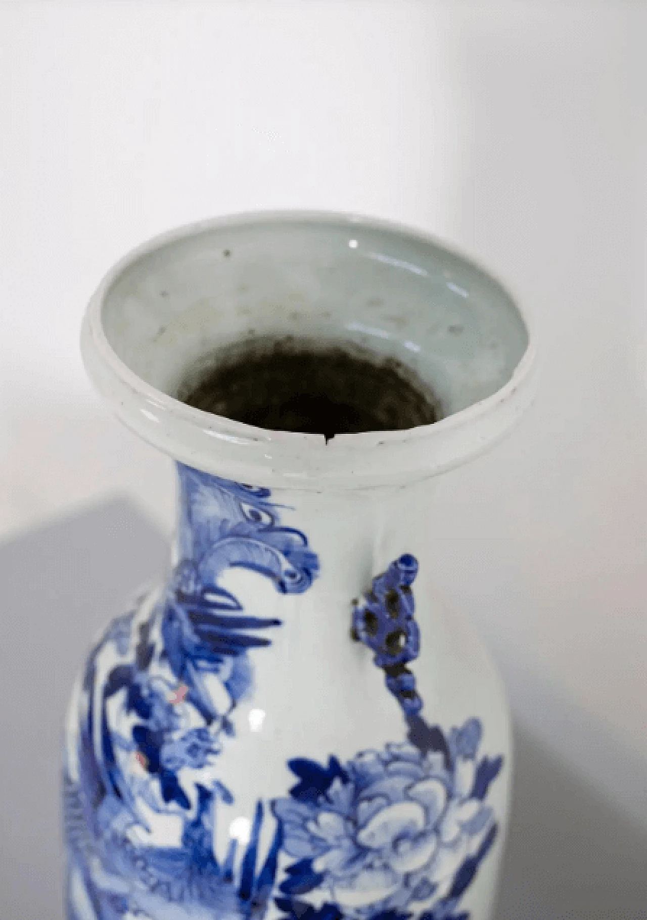 Vaso cinese in porcellana bianco e blu, '800 4