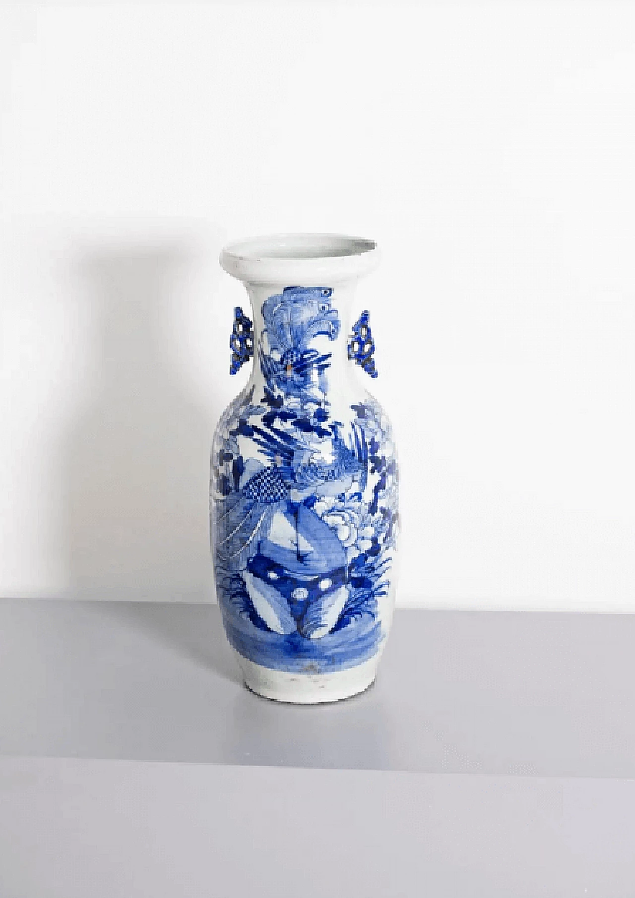 Vaso cinese in porcellana bianco e blu, '800 7