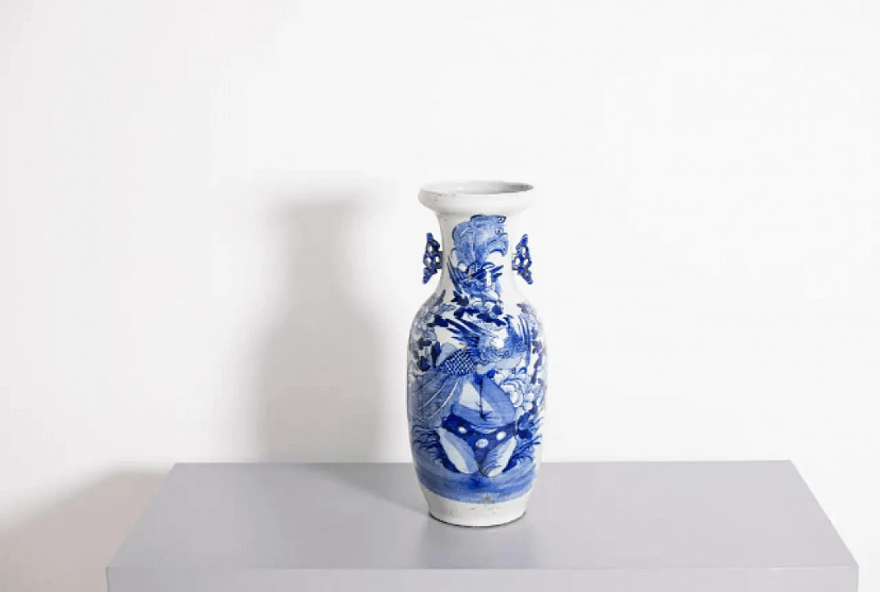 Vaso cinese in porcellana bianco e blu, '800 9