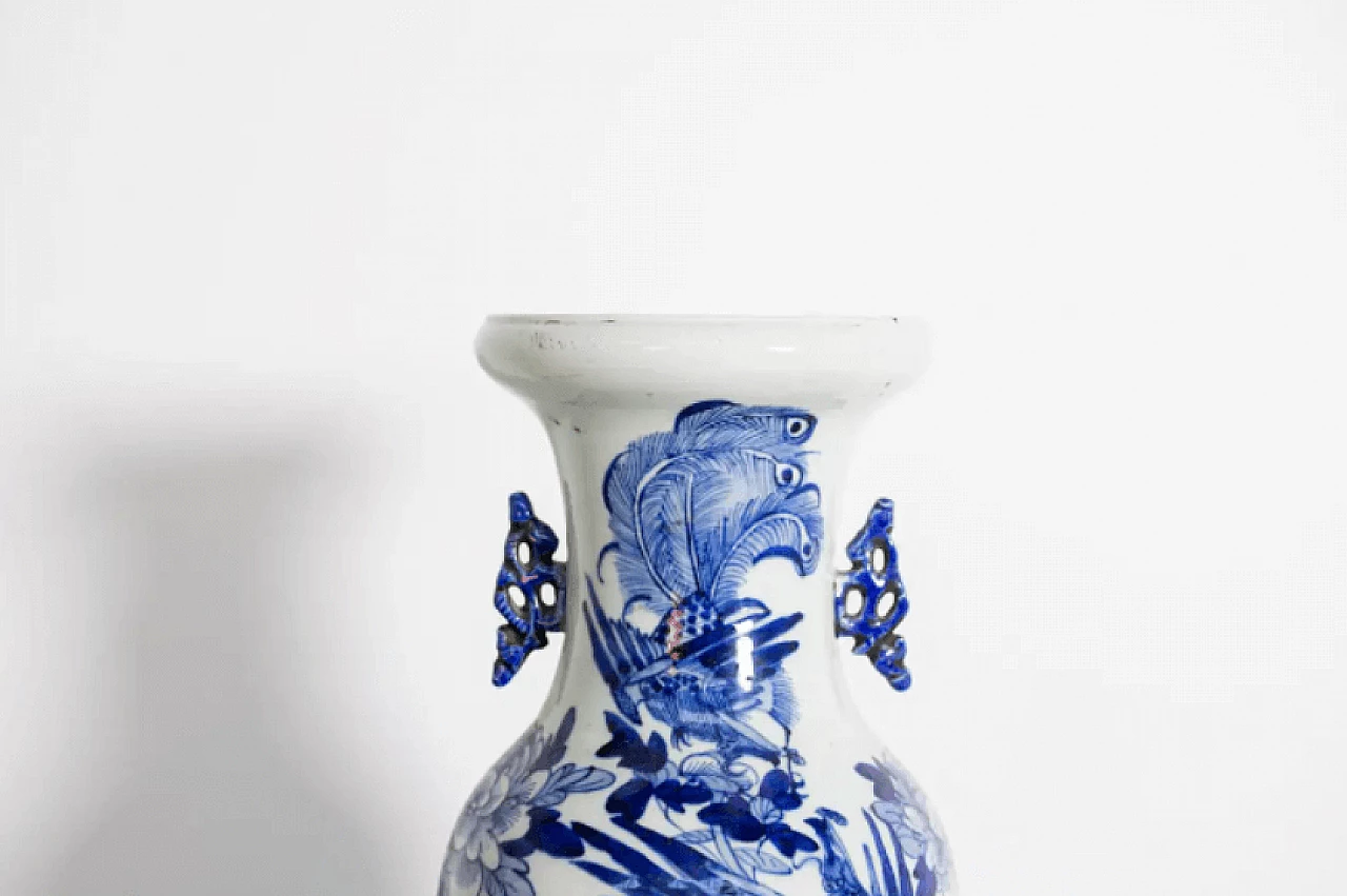 Vaso cinese in porcellana bianco e blu, '800 10