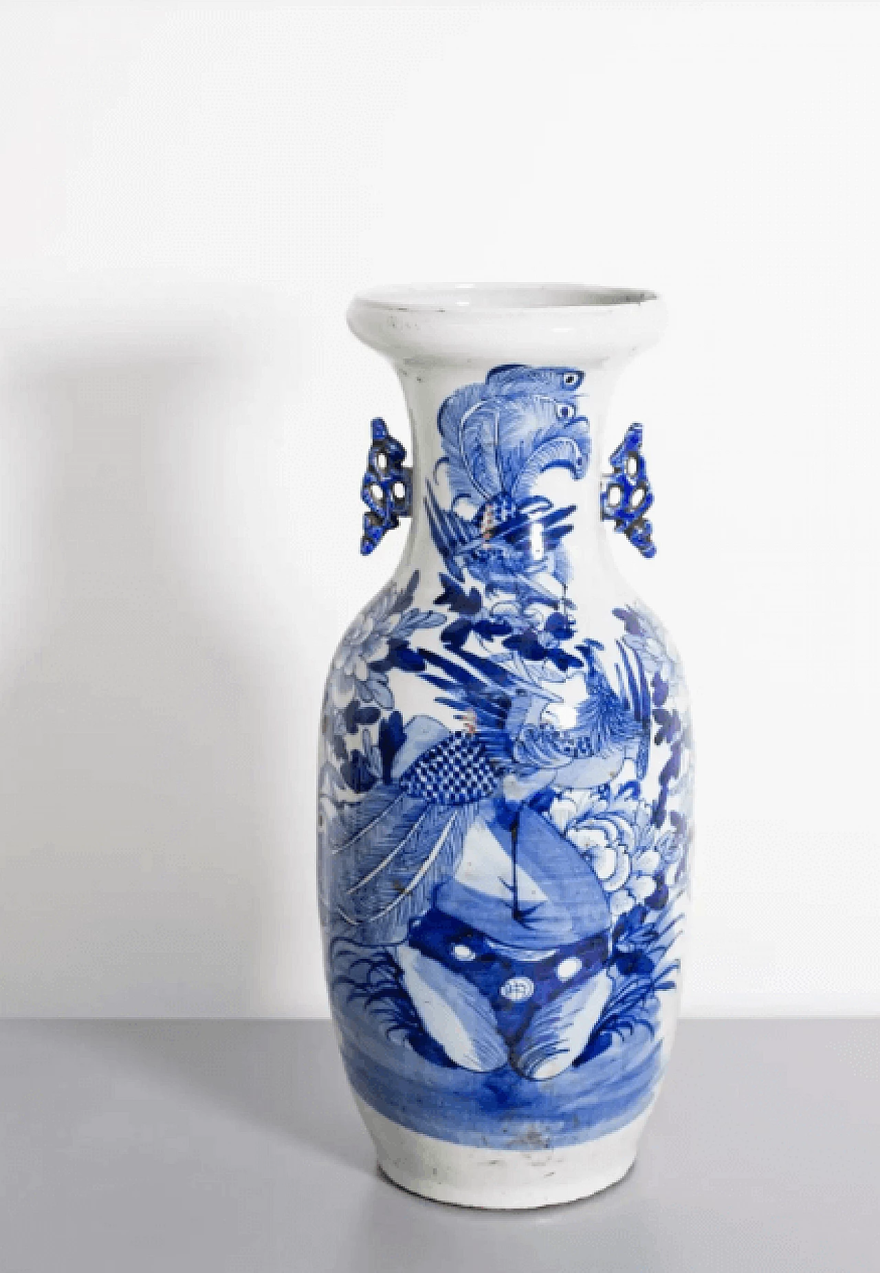 Vaso cinese in porcellana bianco e blu, '800 11