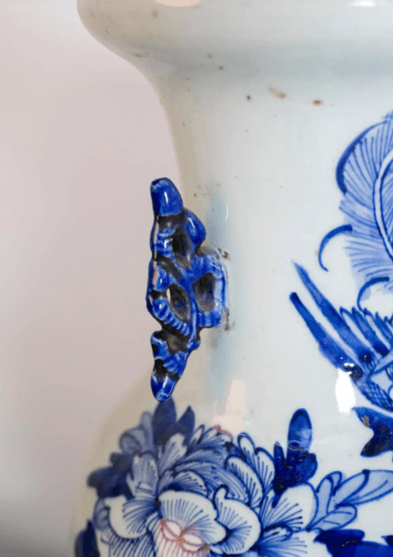 Vaso cinese in porcellana bianco e blu, '800 12