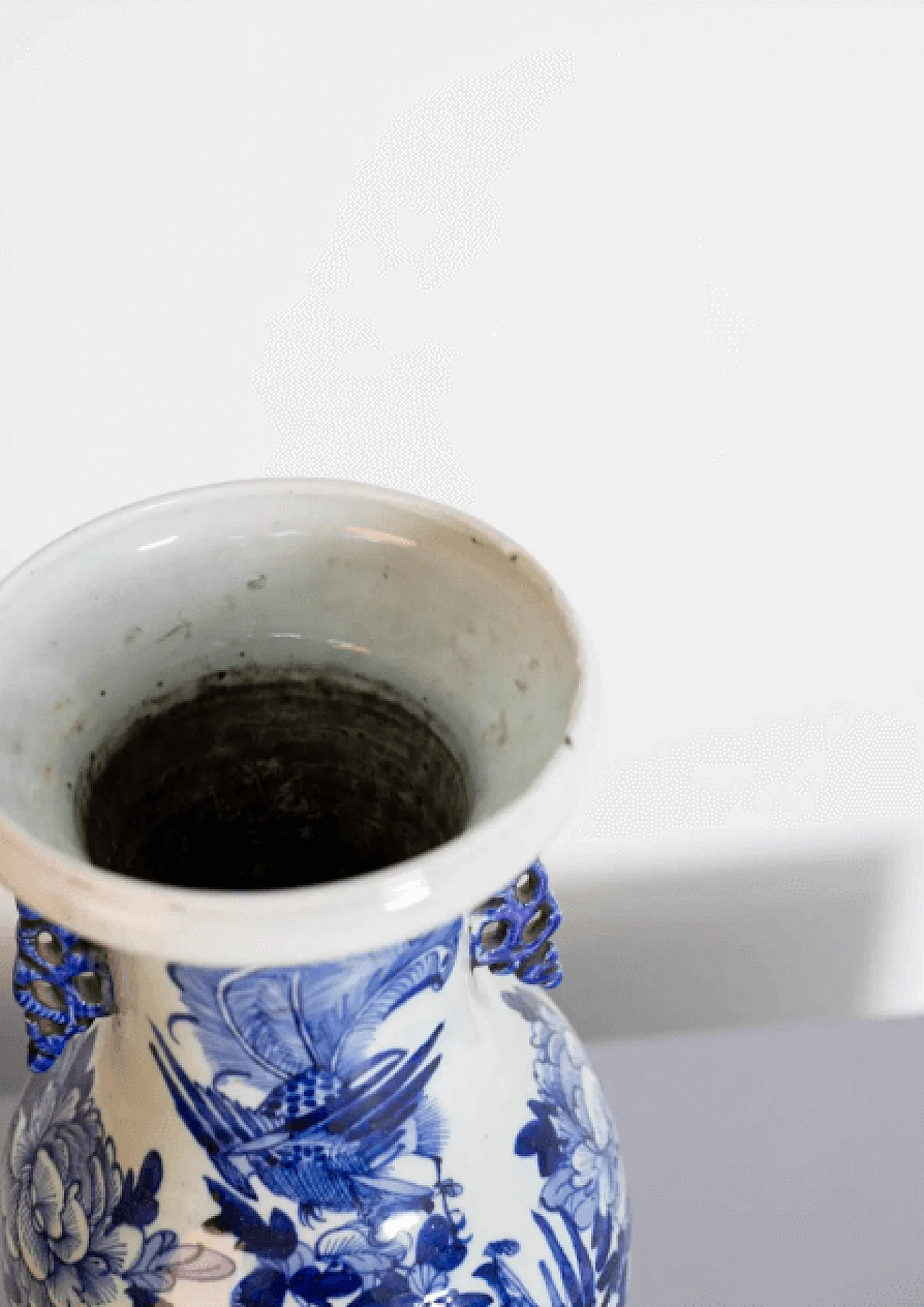 Vaso cinese in porcellana bianco e blu, '800 13
