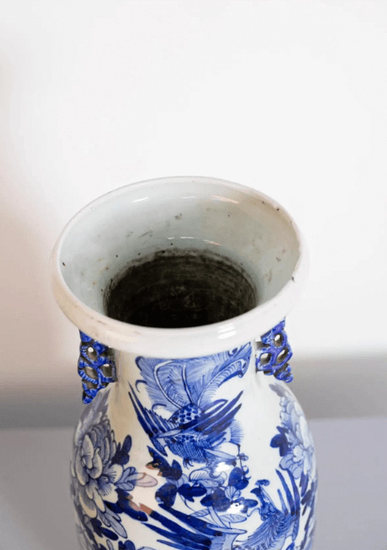 Vaso cinese in porcellana bianco e blu, '800 14