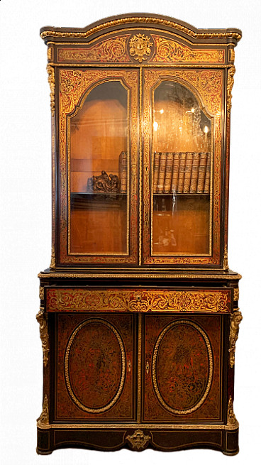 Wooden bookcase with gilded bronze applications, 19th century