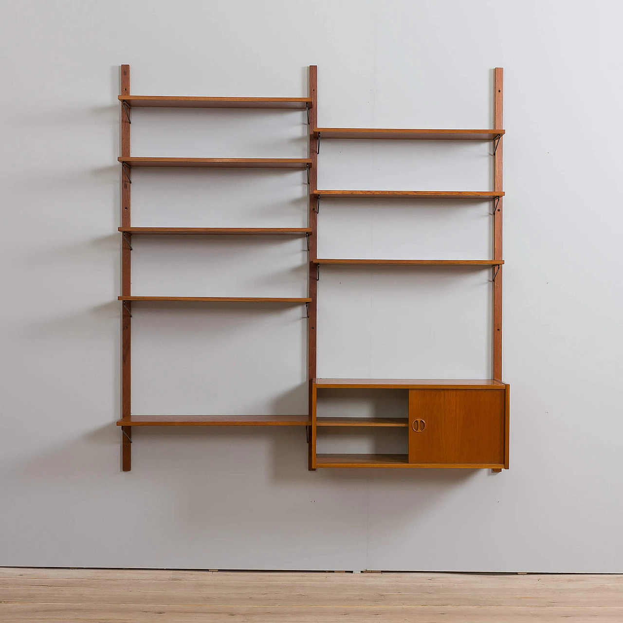 Danish teak wall cabinet with sliding doors in the style of Kurt Osterving, 1960s 5