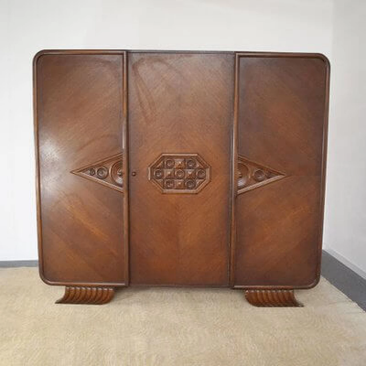 Art Deco three-door wardrobe, 1940s 1