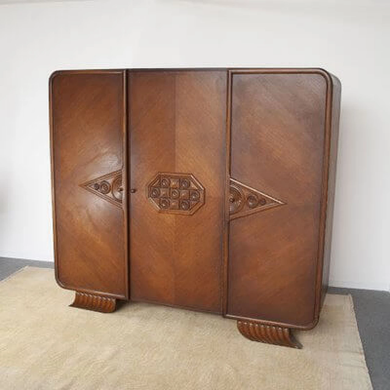 Art Deco three-door wardrobe, 1940s 2