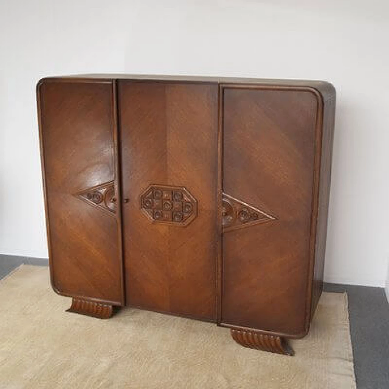 Art Deco three-door wardrobe, 1940s 3