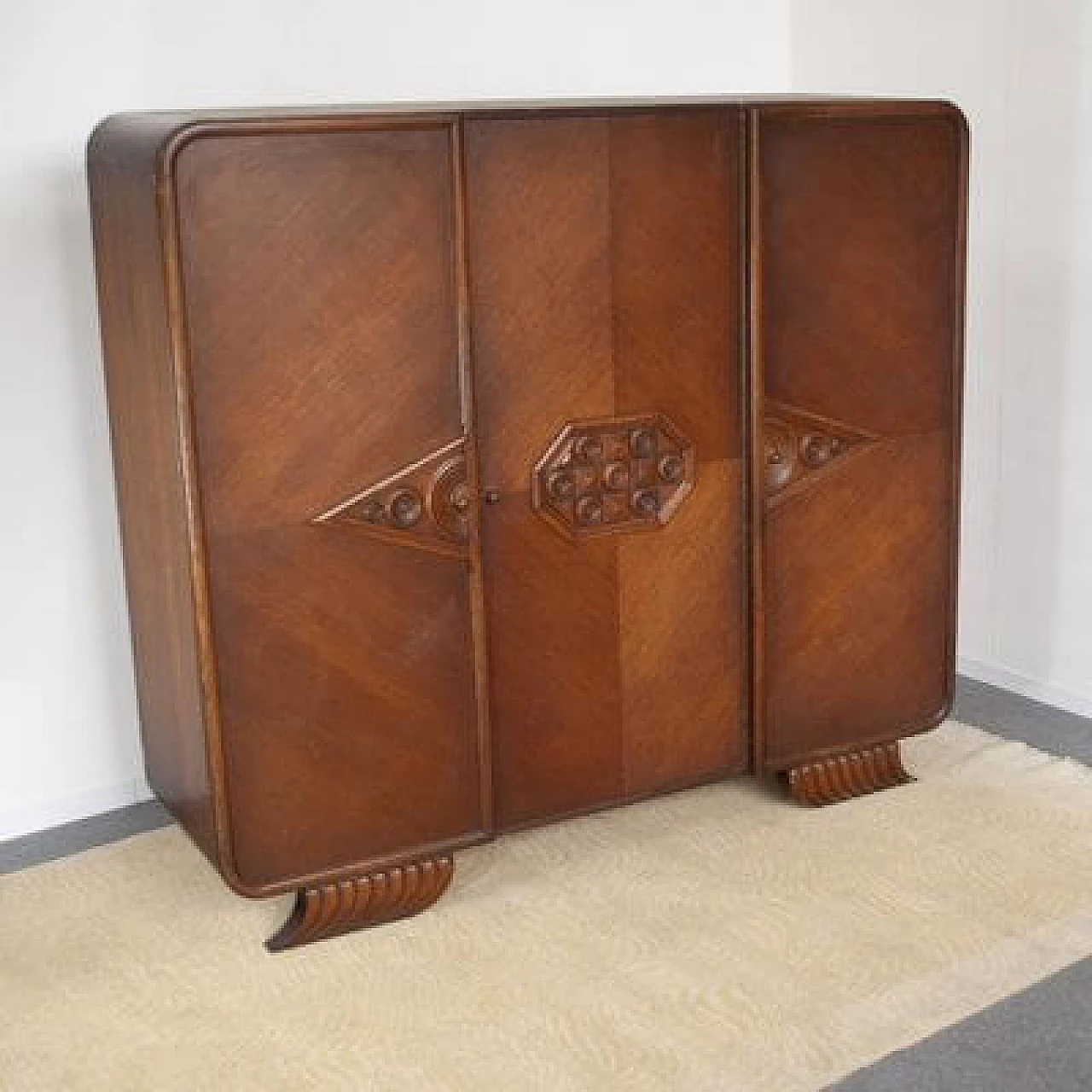 Art Deco three-door wardrobe, 1940s 4