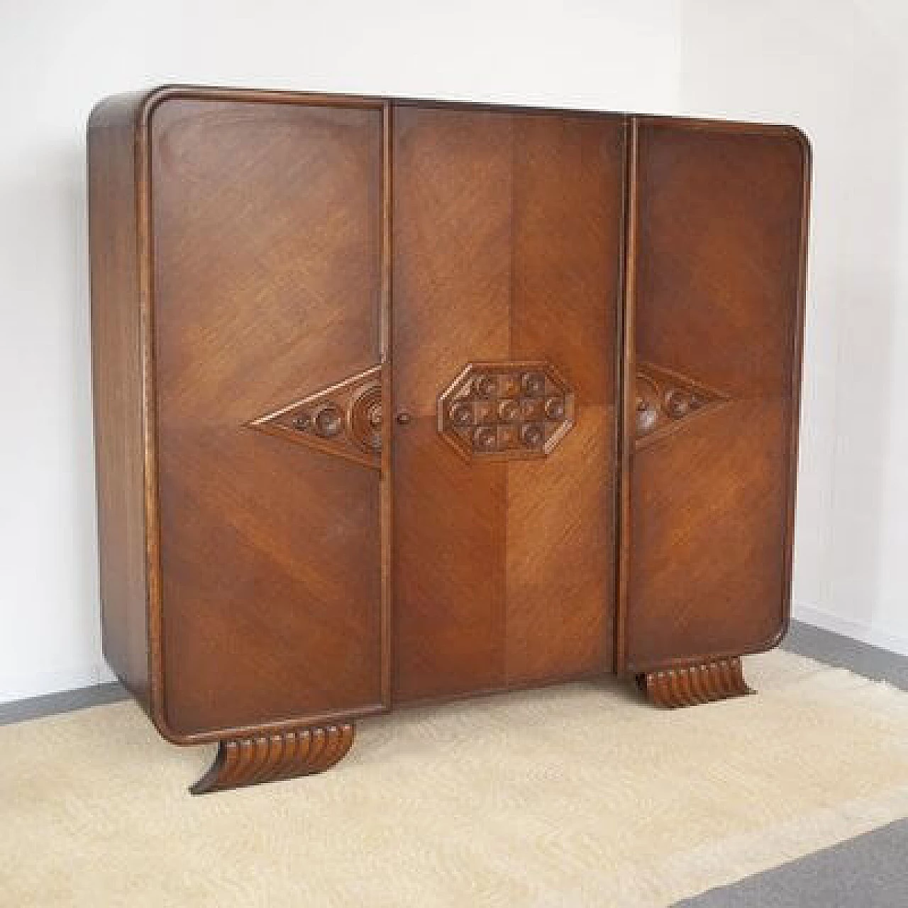 Art Deco three-door wardrobe, 1940s 5