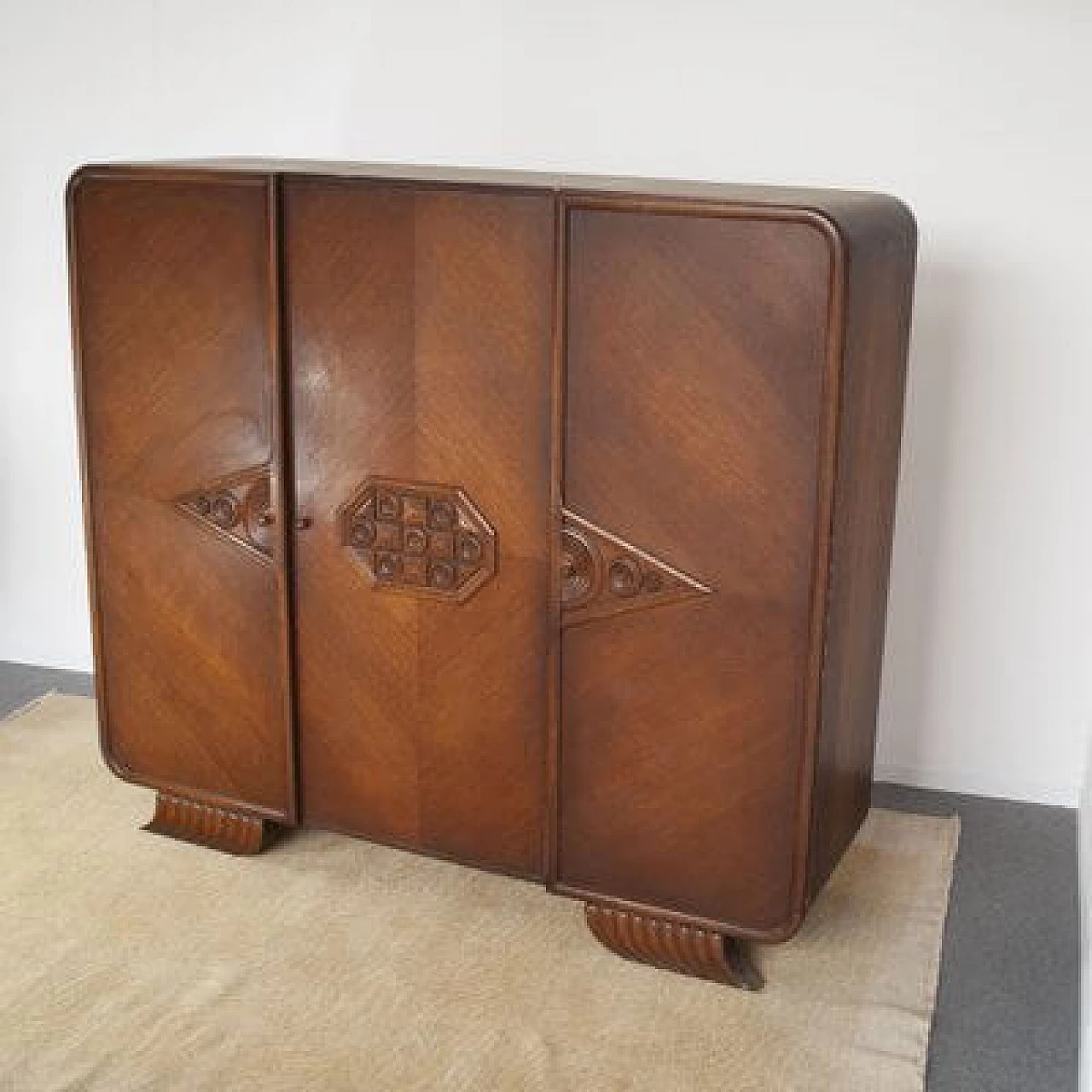 Art Deco three-door wardrobe, 1940s 6