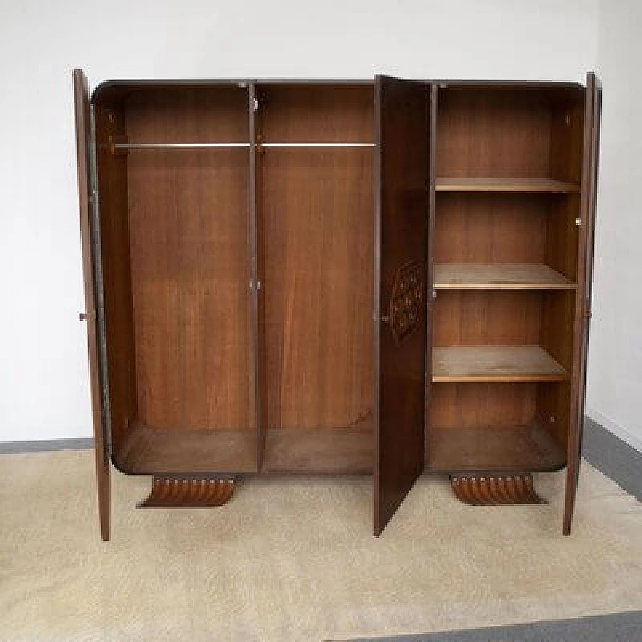 Art Deco three-door wardrobe, 1940s 7