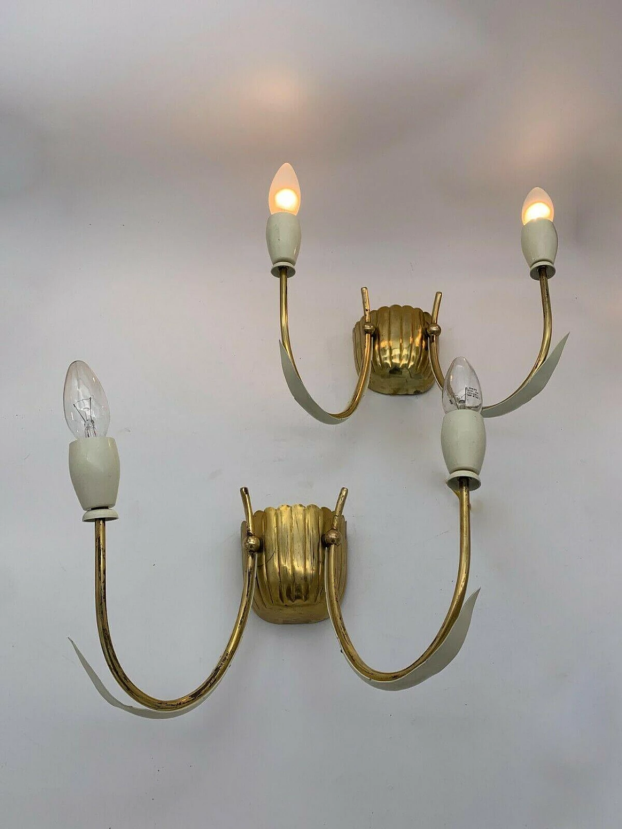 Pair of Stilnovo-style wall lights, 1950s 4