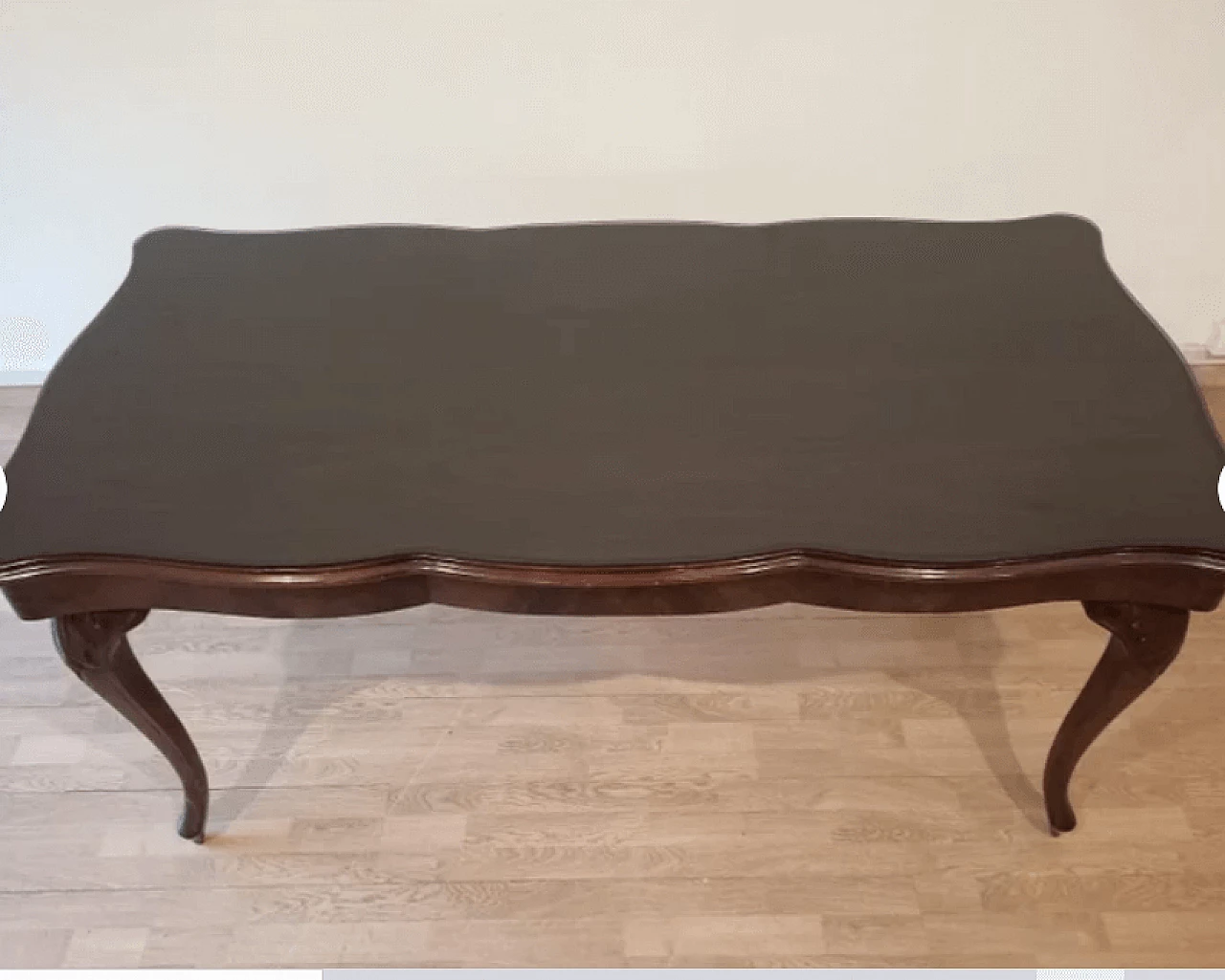 Chippendale style walnut, mahogany and smoked glass table, 1920s 3