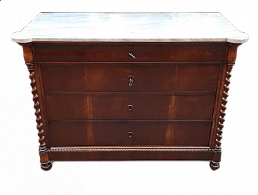 Walnut and marble cappuccino dresser, Louis Philippe, 19th