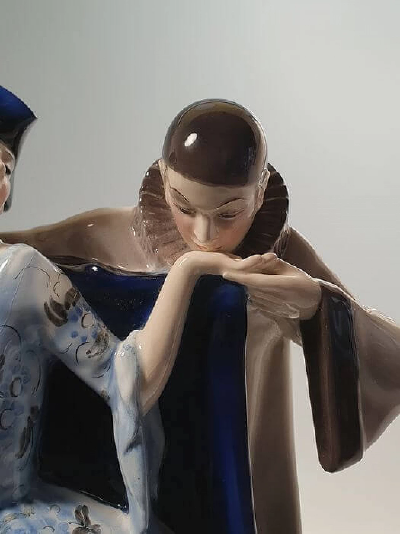 Sculpture of Harlequin and Columbine by Lorenzl in Goldscheider ceramics, 1920s 2