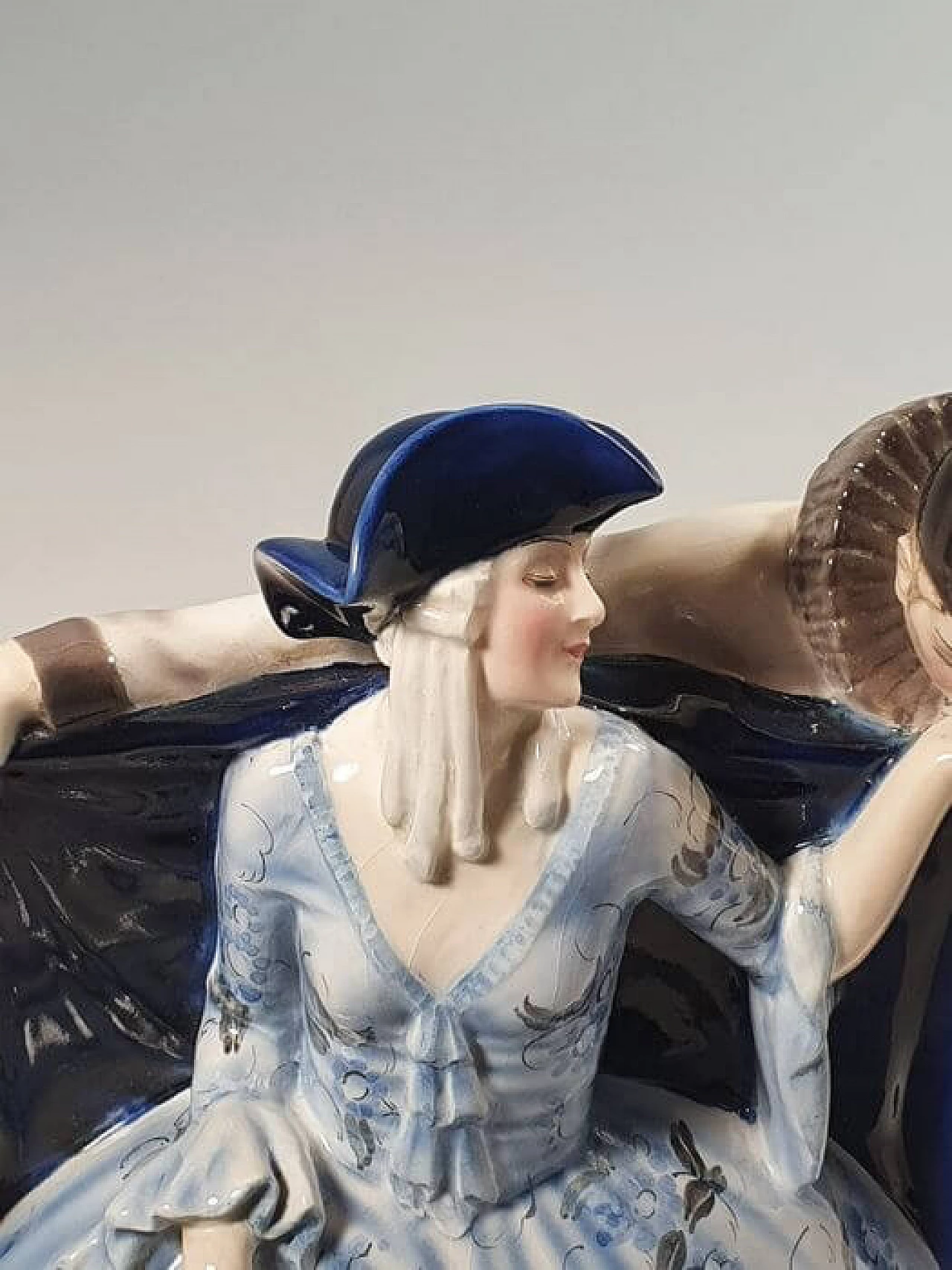 Sculpture of Harlequin and Columbine by Lorenzl in Goldscheider ceramics, 1920s 15