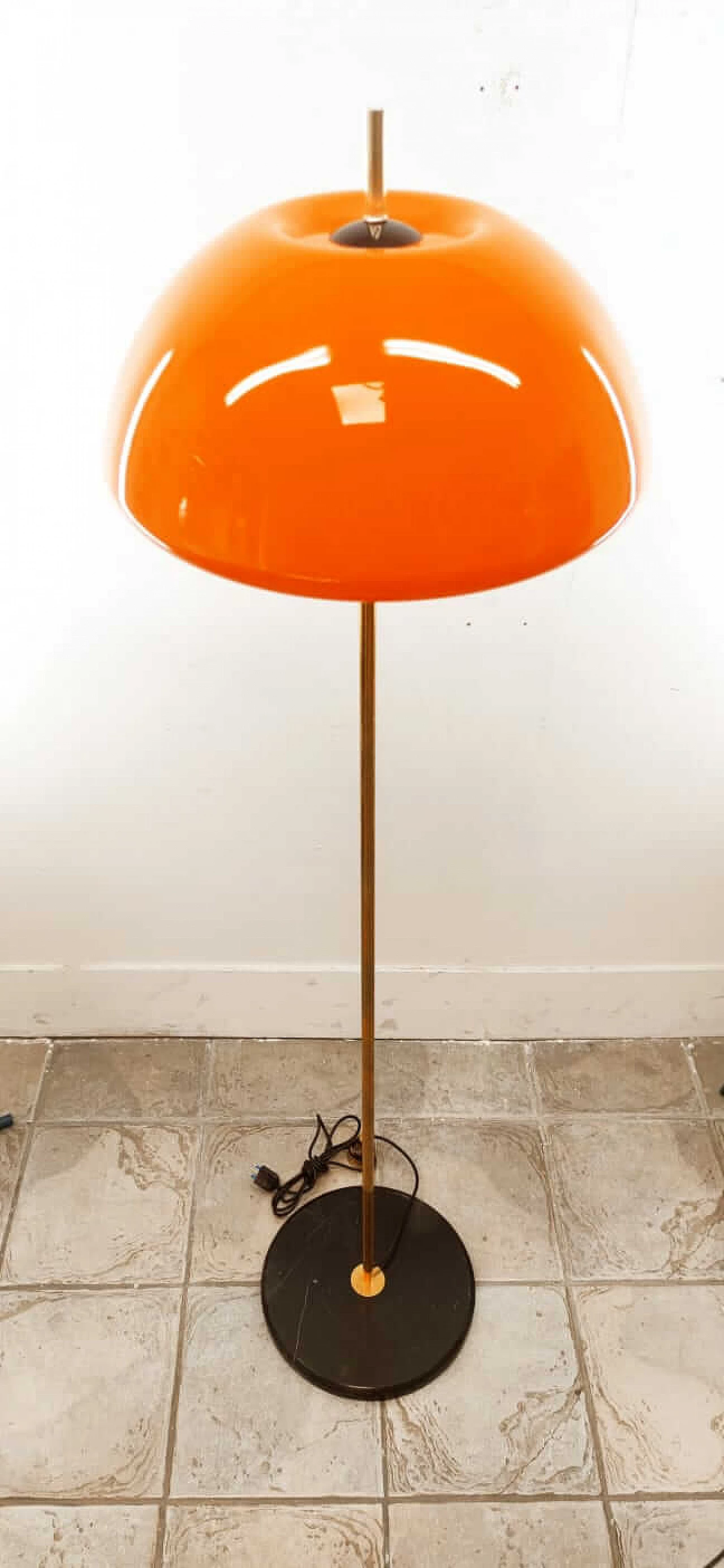 Floor lamp with orange dome, 1970s 7