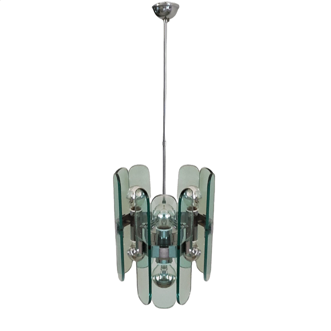 Veca aquamarine Murano glass chandelier, 1970s 8