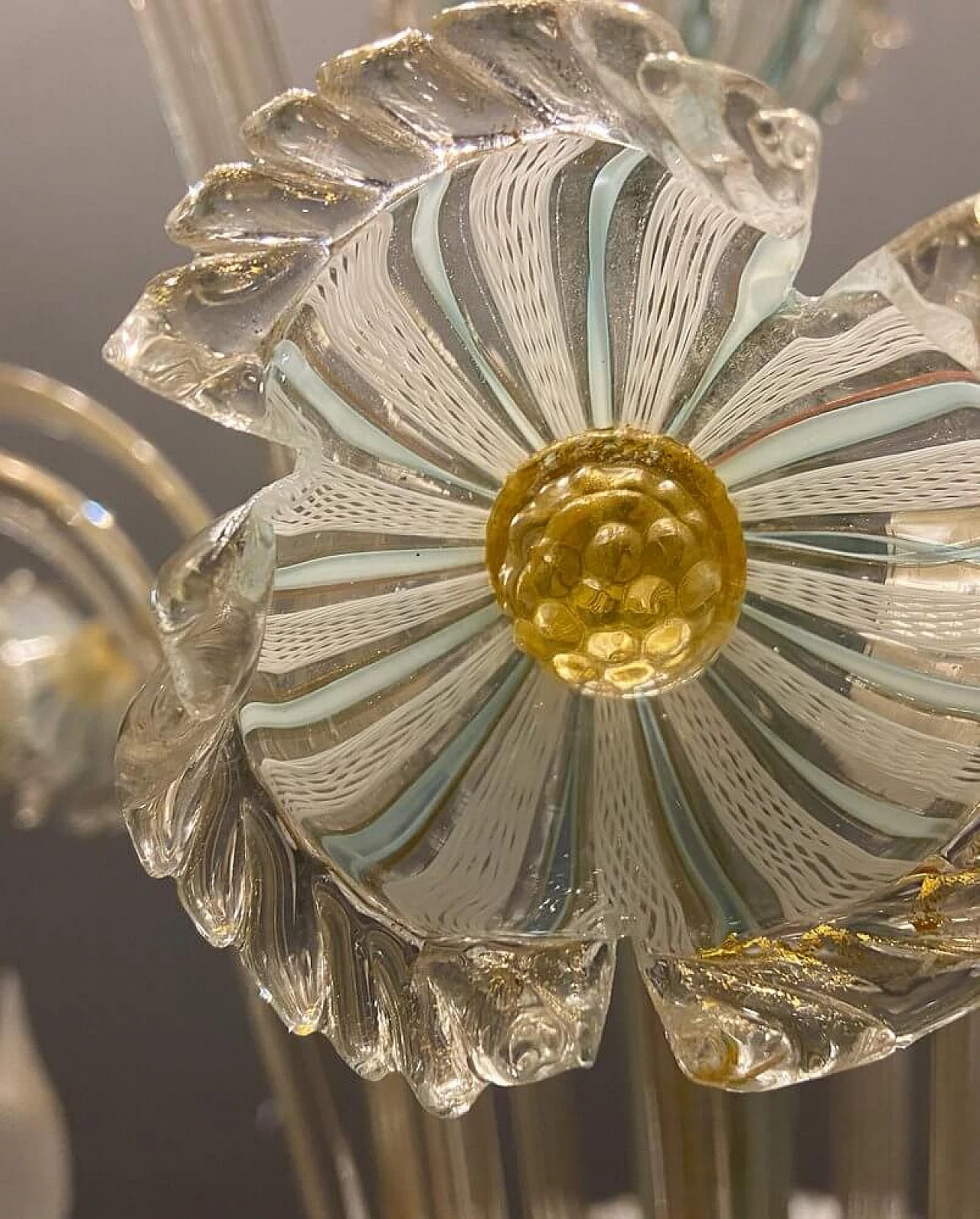 Murano glass reticello chandelier by Venini, 1960s 4