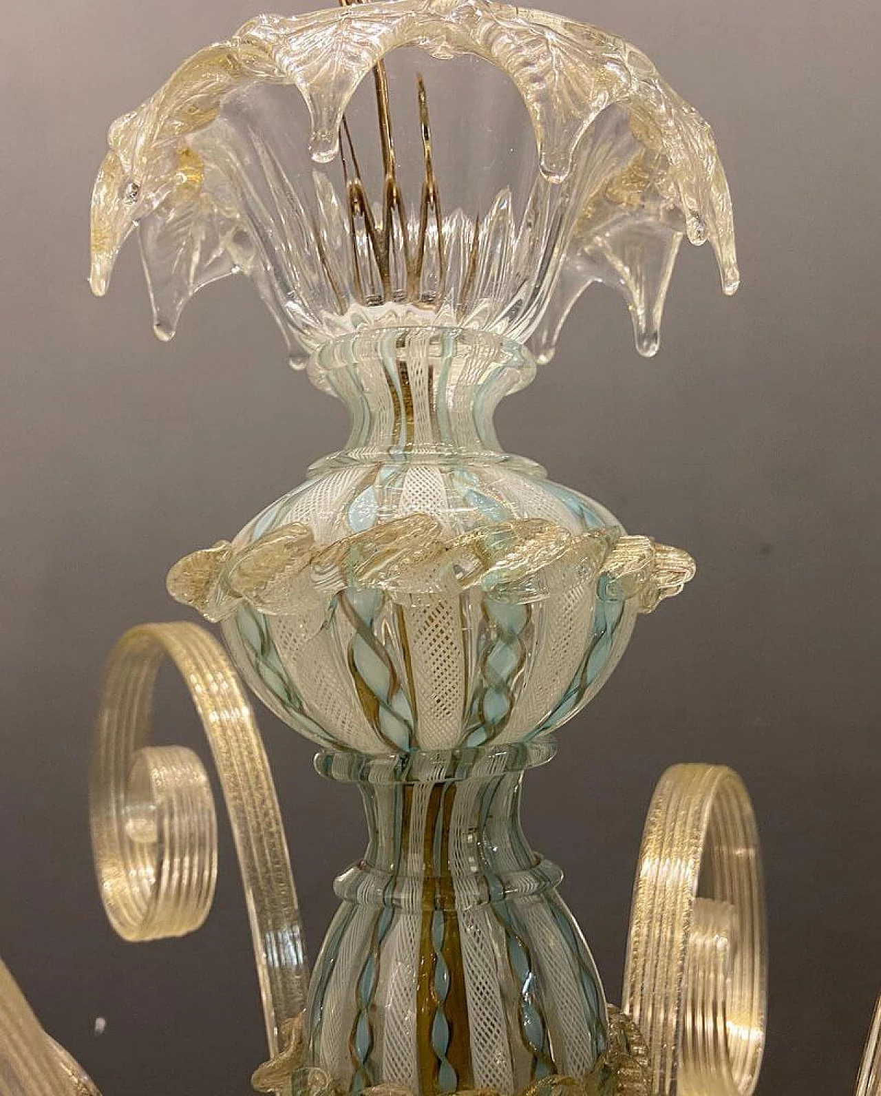 Murano glass reticello chandelier by Venini, 1960s 7