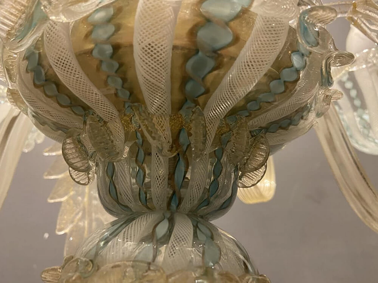 Murano glass reticello chandelier by Venini, 1960s 10