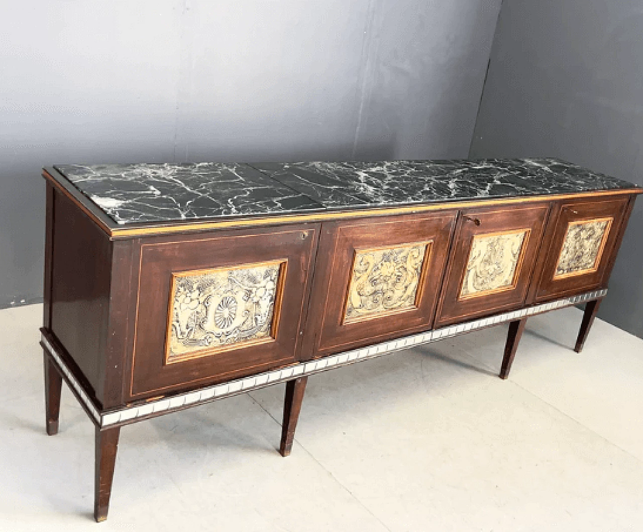 Sideboard in wood and marble by Paolo Buffa, 1950s 3